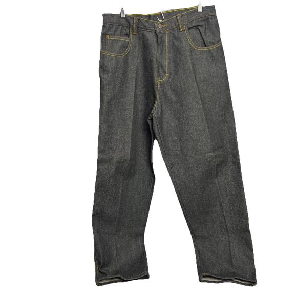 Vintage Y2K Phat Farm Baggy Wide Leg Jeans 34 Black Skater Hip Hop 2000s - Picture 1 of 12